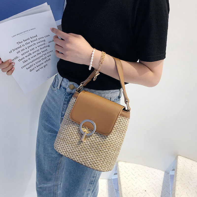 Small Straw Bucket Bags for Women