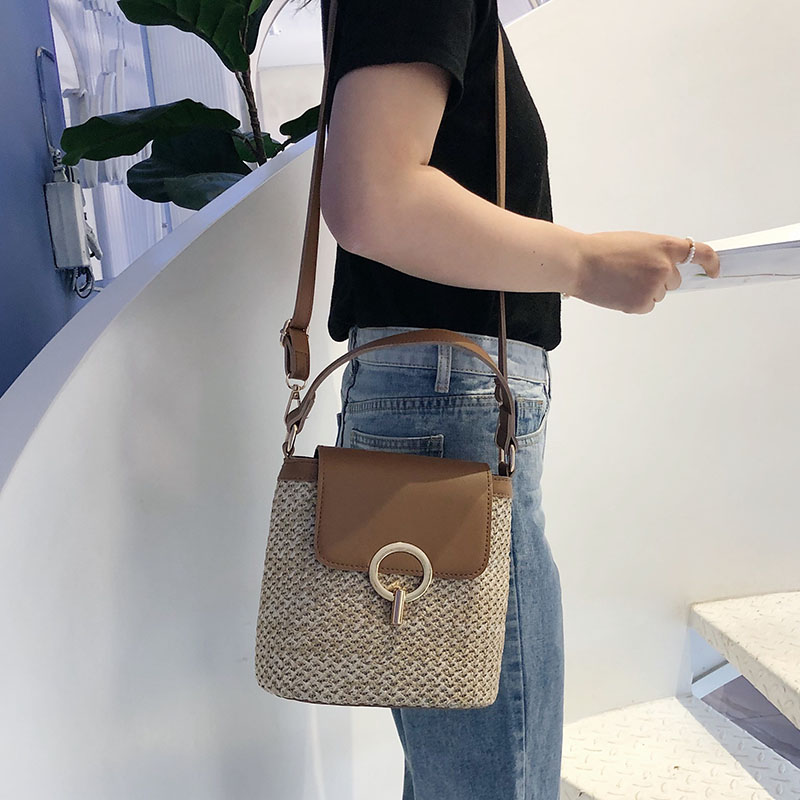 Small Straw Bucket Bags for Women